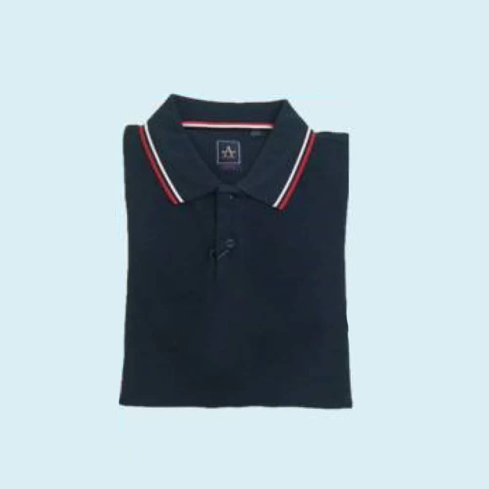 Arrow Polo T-Shirt - Navy Blue With Red and White Tipping Colour