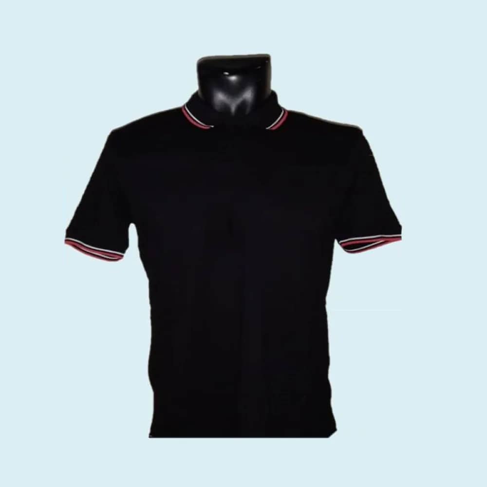 Arrow Polo T-Shirt - Black with White and Red Tipping Colour