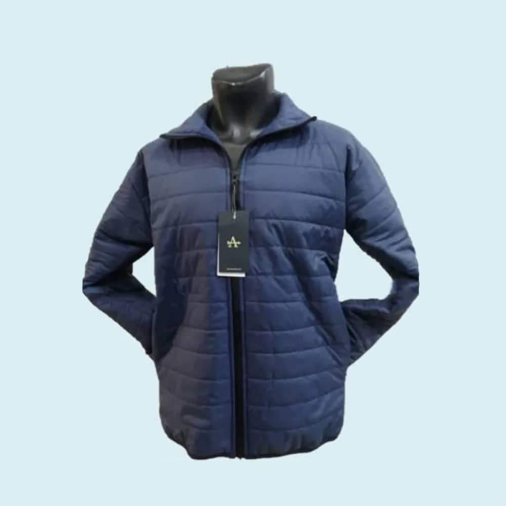 Arrow Quilted Full Sleeve Jacket-Blue Colour