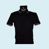 Arrow Polo T-Shirt - Black with White and Red Tipping Colour